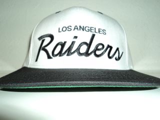 VINTAGE LOS ANGELES RAIDERS SNAPBACK HAT LA RETRO SCRIPT WHITE CAP