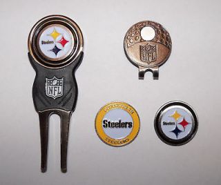 NFL Pittsburgh Steelers Hat Clip, GOLF Divot Tool and 3 Ball Markers 