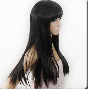 CHWJ1 2012 charming Long Black vogue Straight hair Wig +wigs cap(gift 