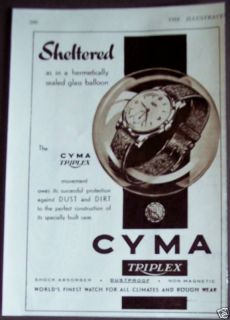 1951 CYMA Triplex Watch vintage ad