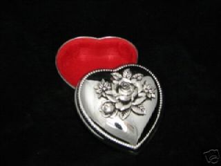 Heart Shaped Rose Top Jewelry Treasure Trinket Box CL