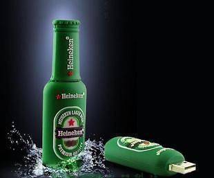 Real Full Capacity  Green Heineken 8G USB 2.0 Flash Pen Thumb Drive 
