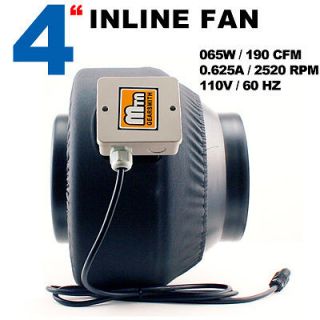   2012 MTN Gearsmith Hydroponics 4 Inline Duct Tube Exhaust Fan 190CFM