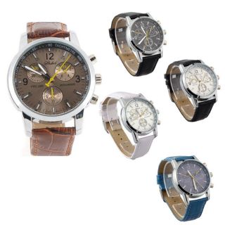 2012 New Fashion Leather Mens Concise Design Wrist Watch Gift