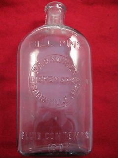 FARMVILLE VA. FULL PINT DISPENSARY LIQUOR BOTTLE / FLASK 16 OZ