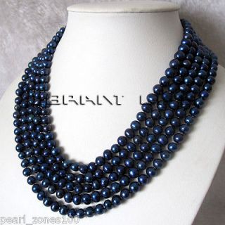 100 7 8mm Navy Off Round Freshwater Pearl Strand Necklace X