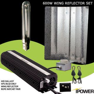 iPower 600 watt 600w Dimmable HPS Grow Light System Wing Reflector Set 