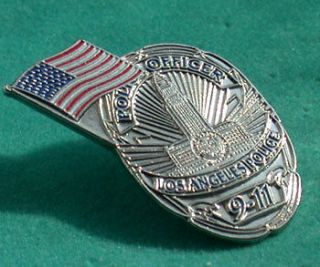 LAPD 9 11 COMMEMORATIVE BADGE PIN WITH US FLAG