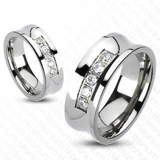   50 Carat CZ Mirror Finish Concave Wedding Band Ring Size 5 13