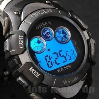   Black MENs boys women Digital date sport Waterproof Wrist Watch + Box