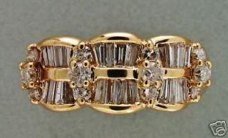VINTAGE 1960s 14K GOLD 24 TAPERED BAGUETTE AND 12 ROUND DIAMOND WAVE 