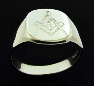 925 STERLING SILVER COMPASS MASONIC SIGNET RING WITH ENGRAVING OPTIONS