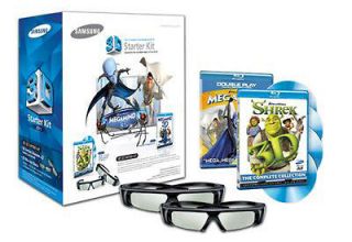 NEW 2X Samsung 3D Glasses & Megamind 4 Shrek 3D Blu ray Bundle Kit 