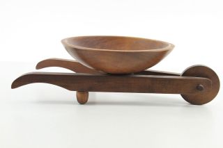   Woodcroftery Carved Wooden Wheelbarrow Bowl Centerpiece Table Decor