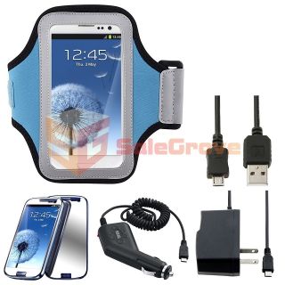 5in1 Blue GYM Armband Case+Mirror SP+Charger+USB For Samsung Galaxy S 