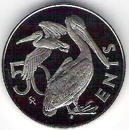 1973 BRITISH VIRGIN ISLANDS 50 cent Pelicans PF