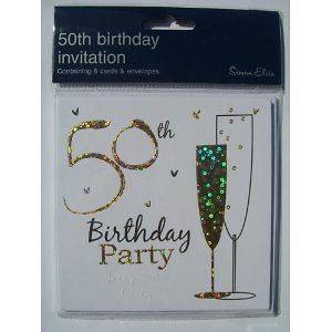 Pack of 6 Birthday Party Invitations Holographic Cards with Envelopes