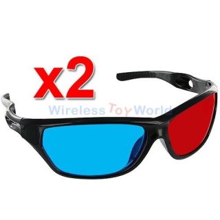 2X Black Frame Red Blue 3D Glasses For Dimensional Anaglyph Movie Game 
