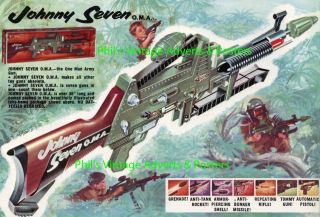 Vintage Johnny Seven One Man Army Gun Poster A3 or A4 Reprint 1960s