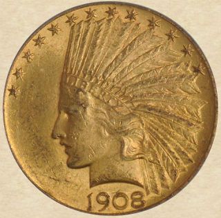 1908 D Indian Gold Eagle $10   ICG MS62   Rare D Mint Uncirculated 