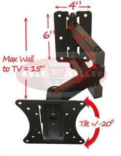 CORNER ARTICULATING LCD LED TV MONITOR ARM WALL MOUNT 16 19 22 23 24 