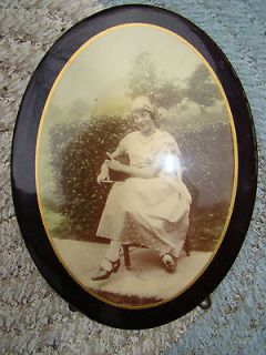 ANTIQUE VICTORIAN c1900 CELLULOID OVAL PHOTO EASEL BACK FRAME