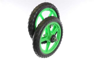TWO FRONT 12 (300mm) GREEN MAG WHEELS FOR SCOOTERS,TROLLEYS, GO KARTS 