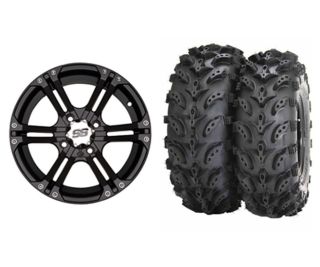 ITP SS212 Black 14 ATV Wheels on 27 Swamp Lite Tires for Polaris 