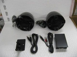 Motorcycle scooter audio system w/ 3.5 bullet style black speaker 