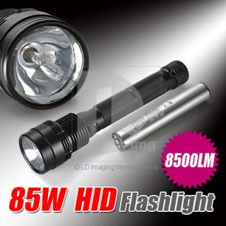 85W 8500LM HID LED Flashlight +7800mAh Battery + Car Charger + Adapter