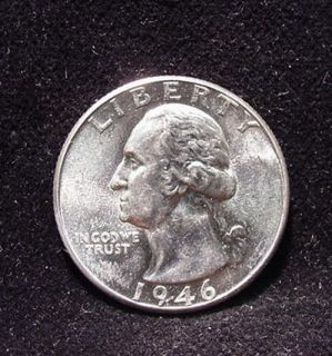 1946 S Washington Silver Quarter ChBU Collection Ready