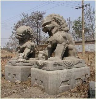 6100Ibs,60H@ large ESTATE LION FOO DOGS, NATURAL SOLID STONE 