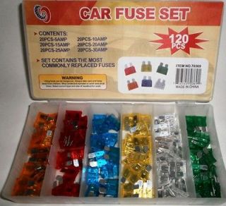   120 pc Mini Assorted Car Fuse Auto Cars Fuses Replacement Color Coded