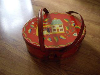 Vintage Oval Cookie Tin with Handles