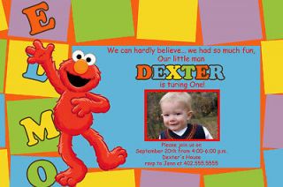   Photo Blocks Sesame Street & Elmo Birthday Party Invitations cards