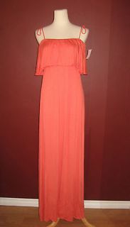 185 NWT T Bags T Bags Coral Orange Maxi Rayon Long Dress US S Small