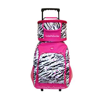   Pink & Black/White Zebra Print 16 Roller Backpack with Lunchbag