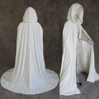 Lined Ivory Velvet Cloak Cape Wedding Wicca LARP LOTR