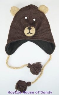   Animal Fleece Hat Adult Size Ear Flap Beanie Ski Trooper Hat   Bear