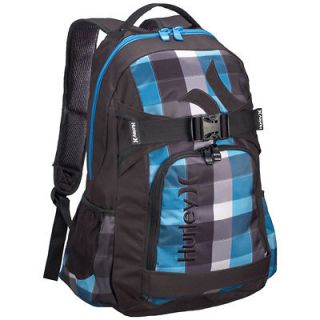 HURLEY BLUE CHECKERED HONOR ROLL MENS BACKPACK BLACK NEW $50