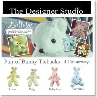 NEW Pair of Designer Baby Nursery Bunny Rabbit Curtain Tiebacks 4 
