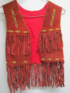   Beaded Fringed Lamb Leather Western Cowboy Indian Show Vest EXCLUSIVE