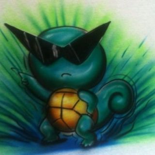 AIRBRUSHED Leafeon Pokemon Pikachu T SHIRT AIRBRUSH Rayquaza Squirtle 