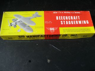 SIG Beechcraft Stagger Wing Balsa Airplane Model Unassembled