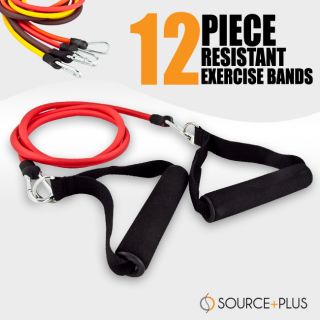 12 pc Resistance Bands Fitness Gym Exercise Workout use for Fit Abs 