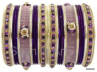 Bollywood Indian Ethnic Fashion Bangles AB Stone Studded Bracelet Set 