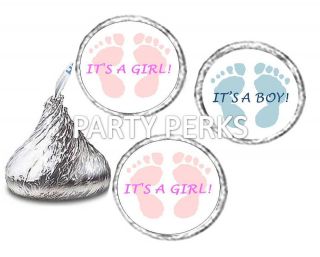 BABY SHOWER FEET FOOTPRINTS ITS A BOY ITS A GIRL LABELS FITS 