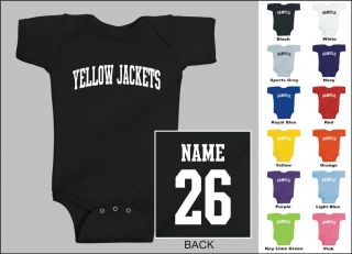 Yellow Jackets Baby One Piece, Creeper, Romper Personalized Custom 