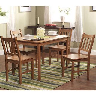 Modern Bamboo 5 Piece Dining Room Table And Chairs Kitchen Dining Set 