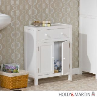 Audrey White Bathroom Towel Rack Storage Cabinet Floor Furniture Holly 